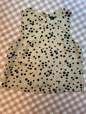 Forever 21 Polka Dot Sleeveless Crop Top - Beige & Black